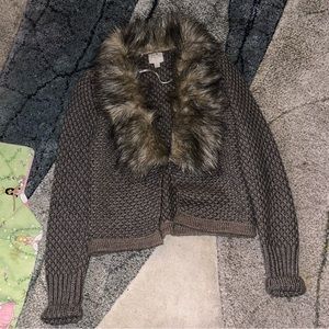 Anthropologie John and Jenn fur cardigan sweater size medium
